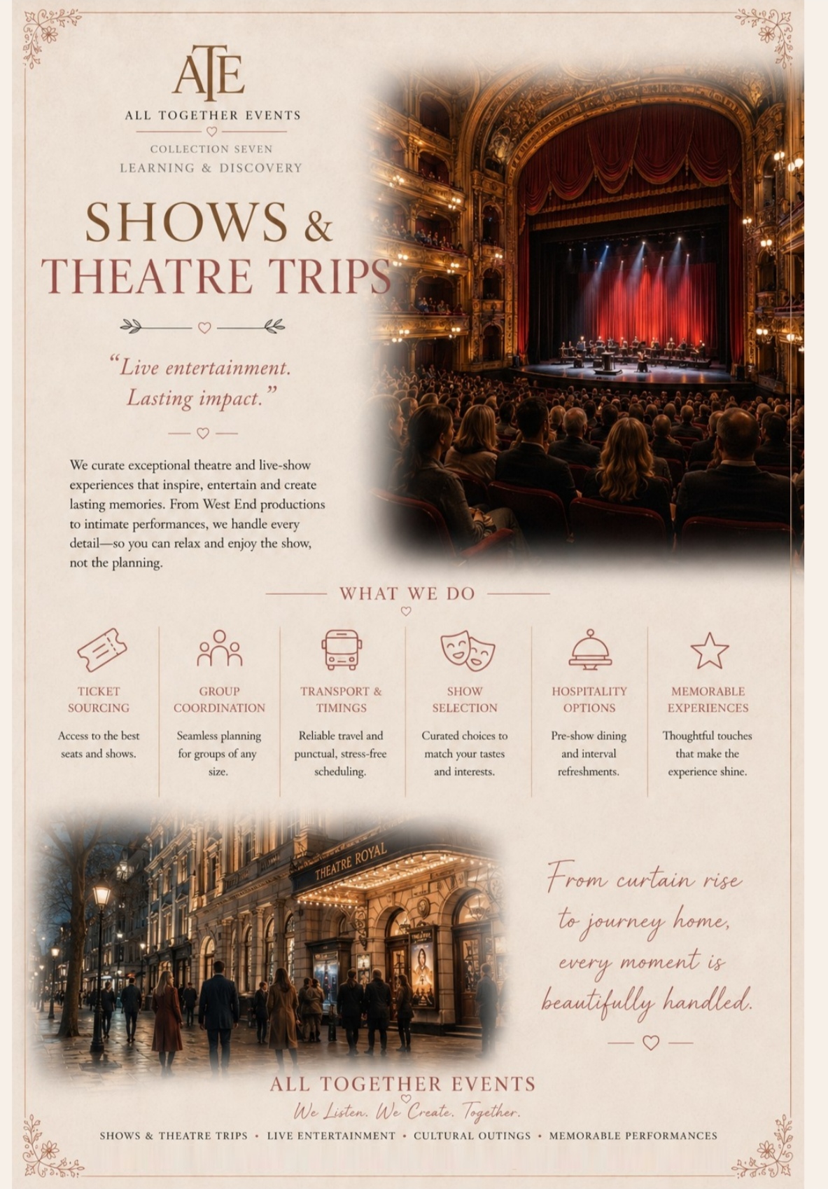 Shows & Theatre Trips — All Together Events flyer