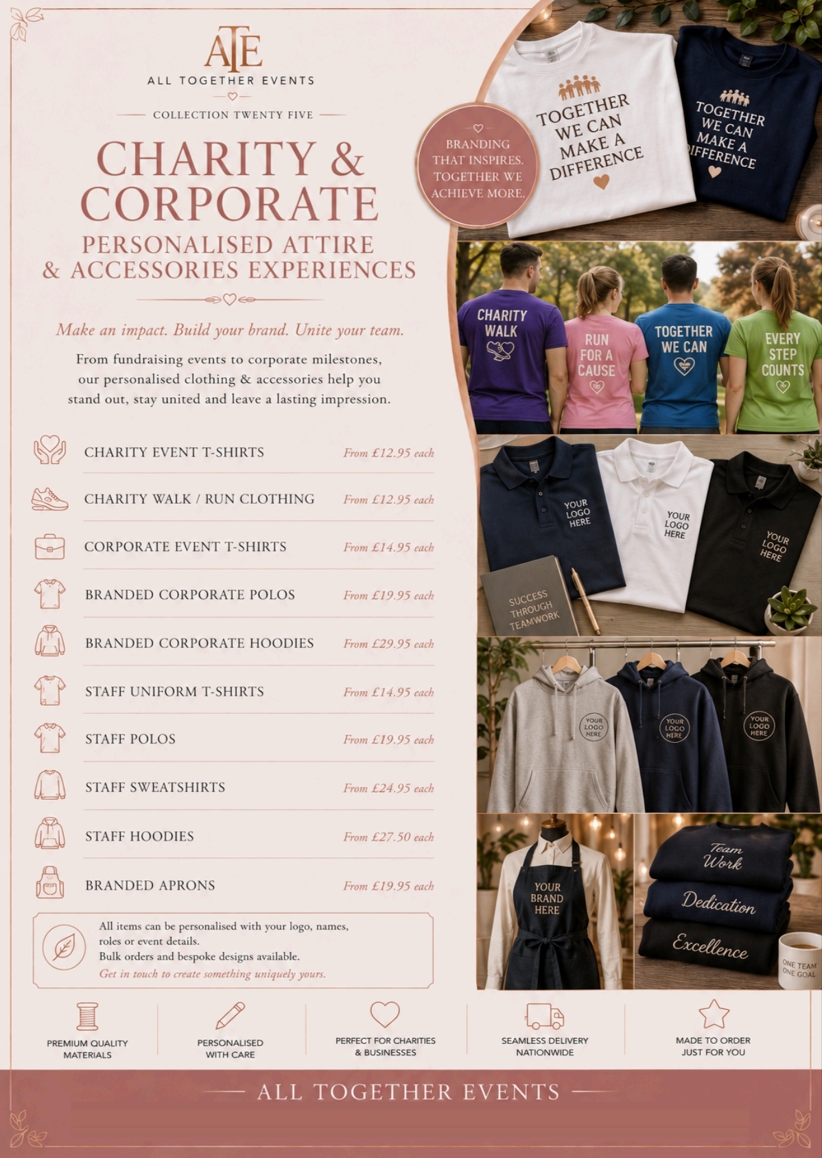 Charity & Corporate Personalised Attire — All Together Events additional extras