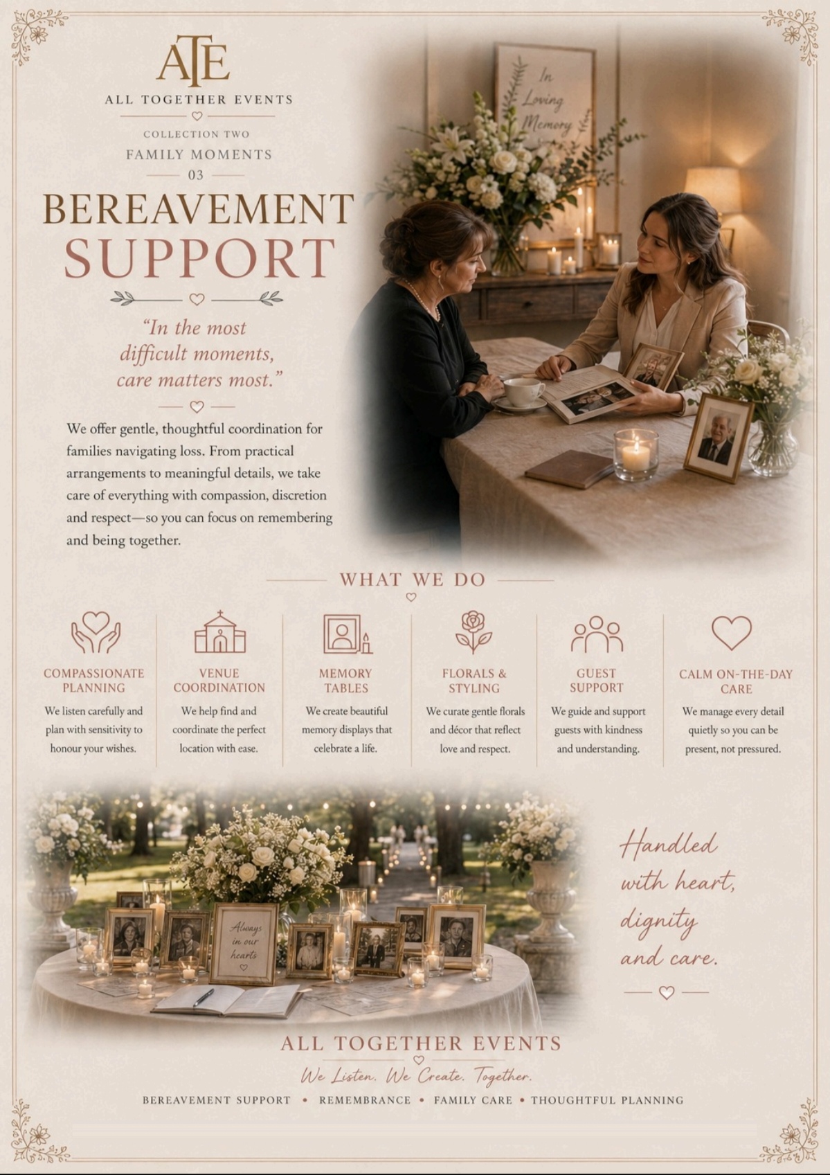 Bereavement Support — All Together Events flyer