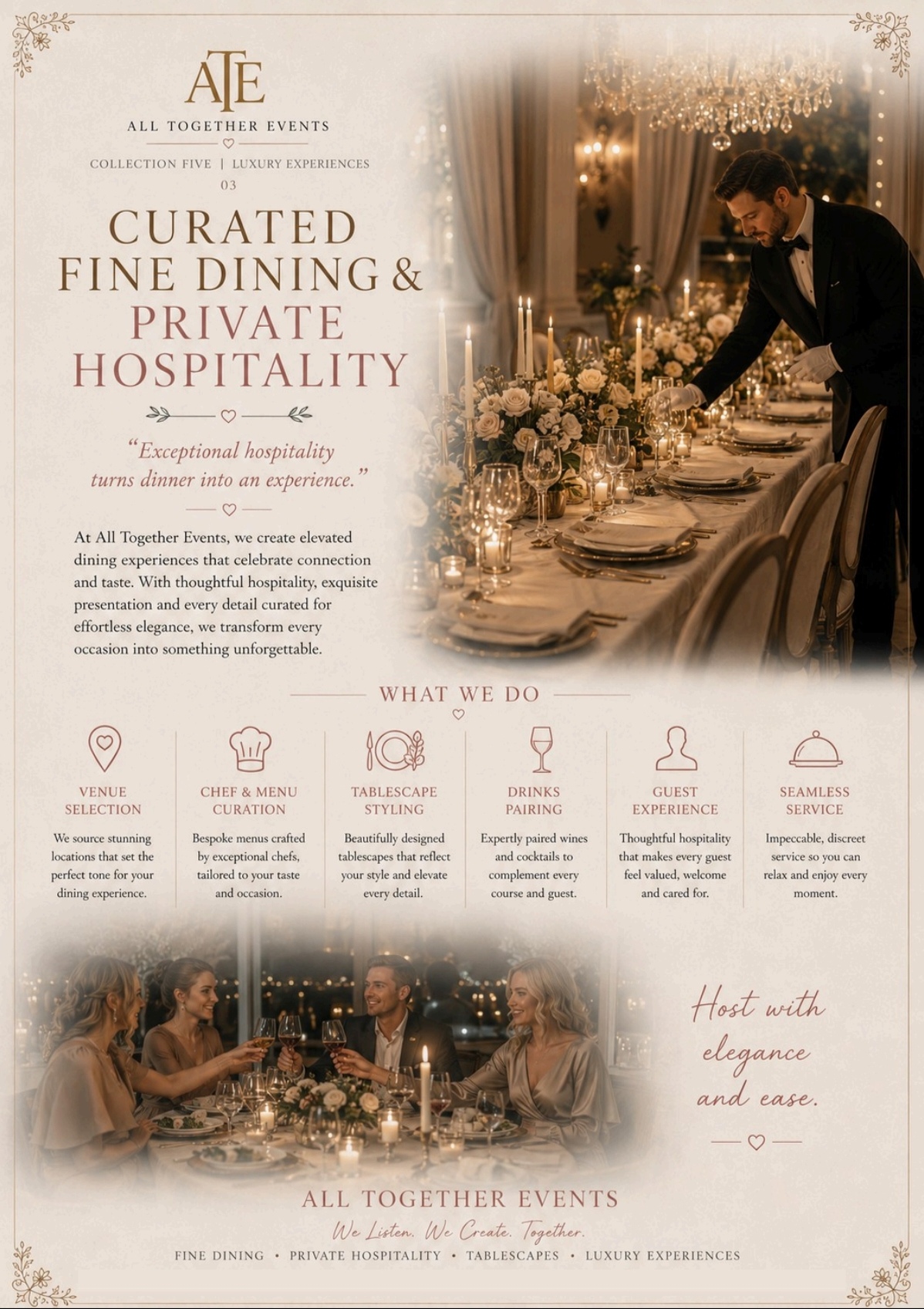 Curated Fine Dining & Private Hospitality — All Together Events flyer