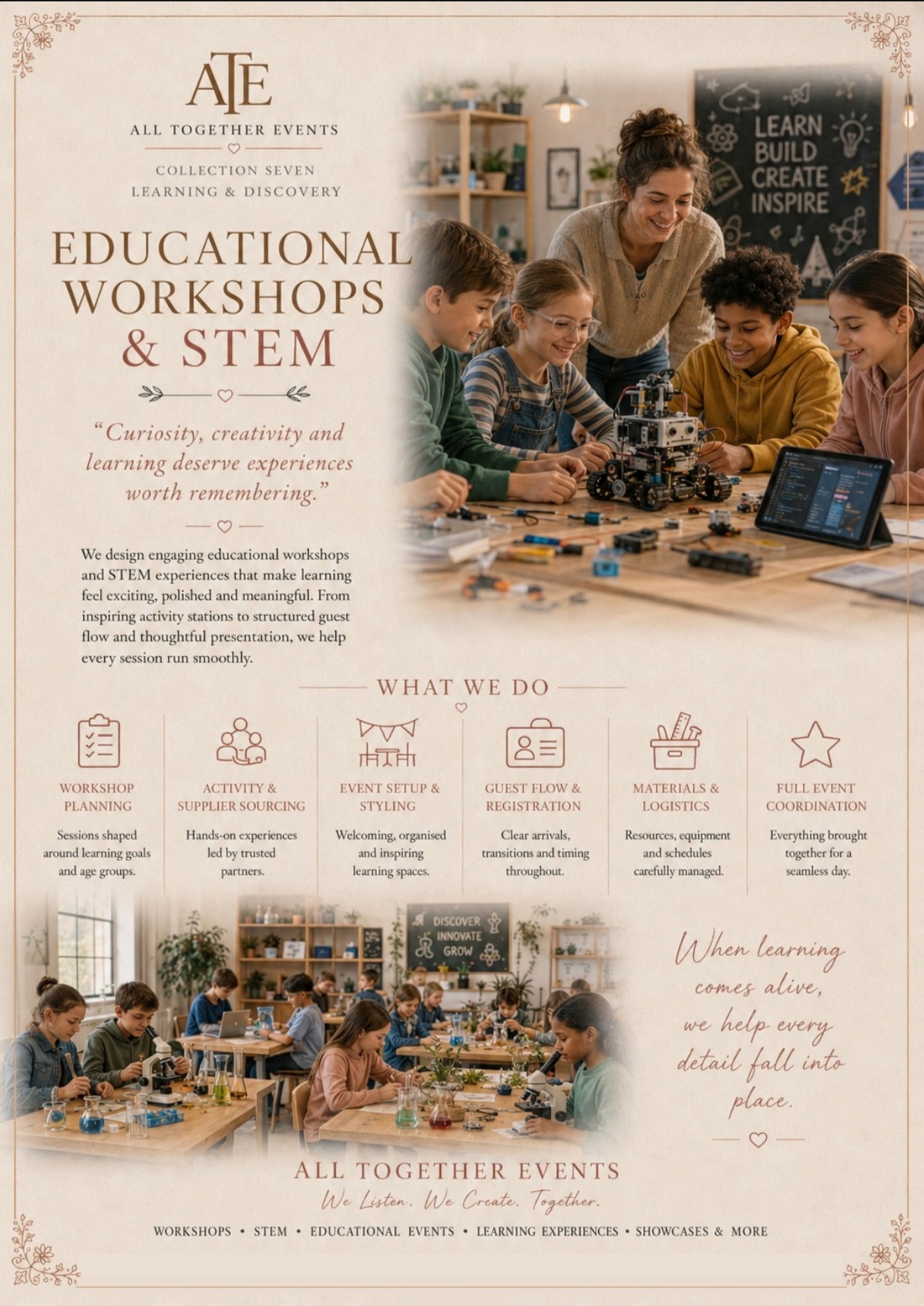 Educational Workshops & STEM — All Together Events flyer