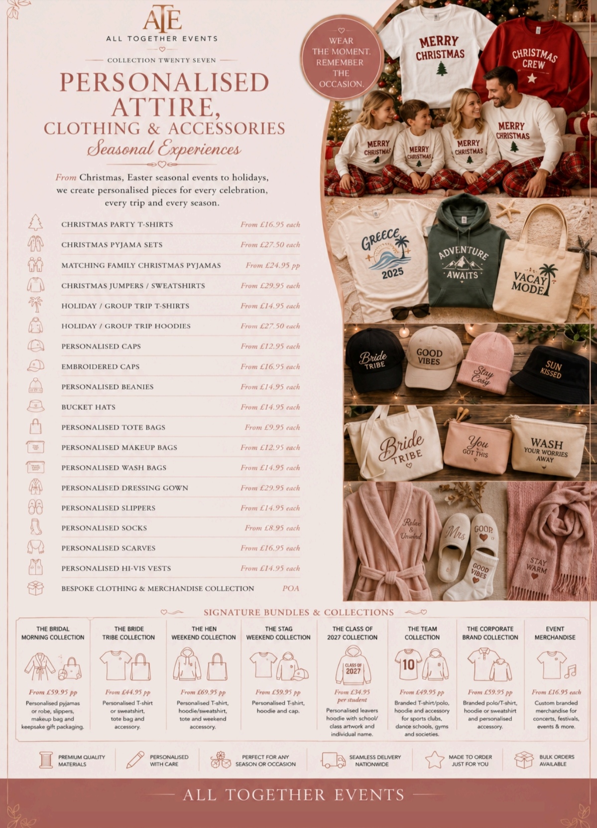 Seasonal Personalised Experiences — All Together Events additional extras