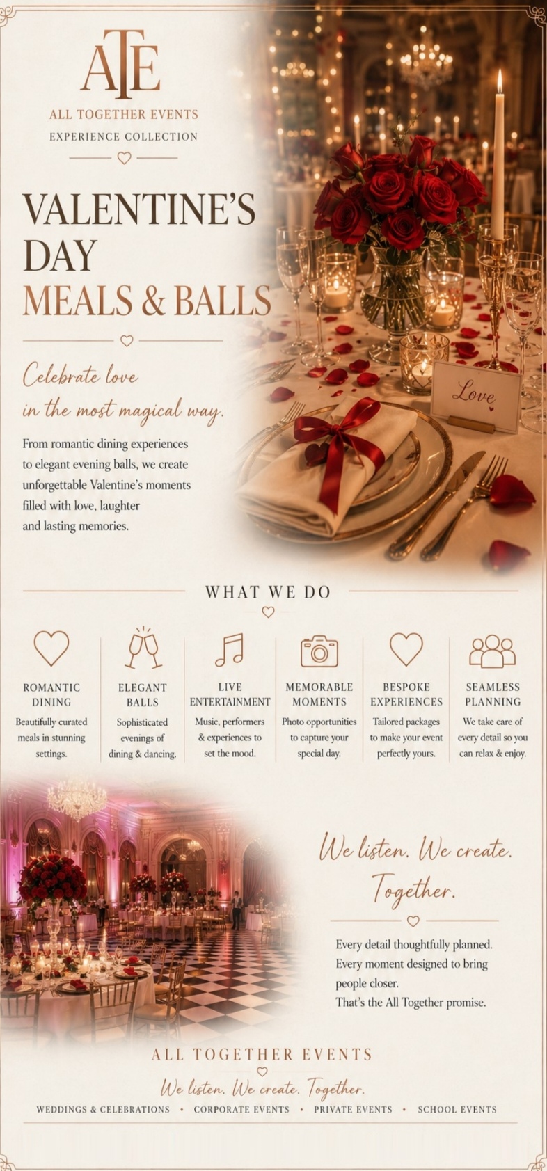 Valentine’s Day Meals & Balls — All Together Events flyer