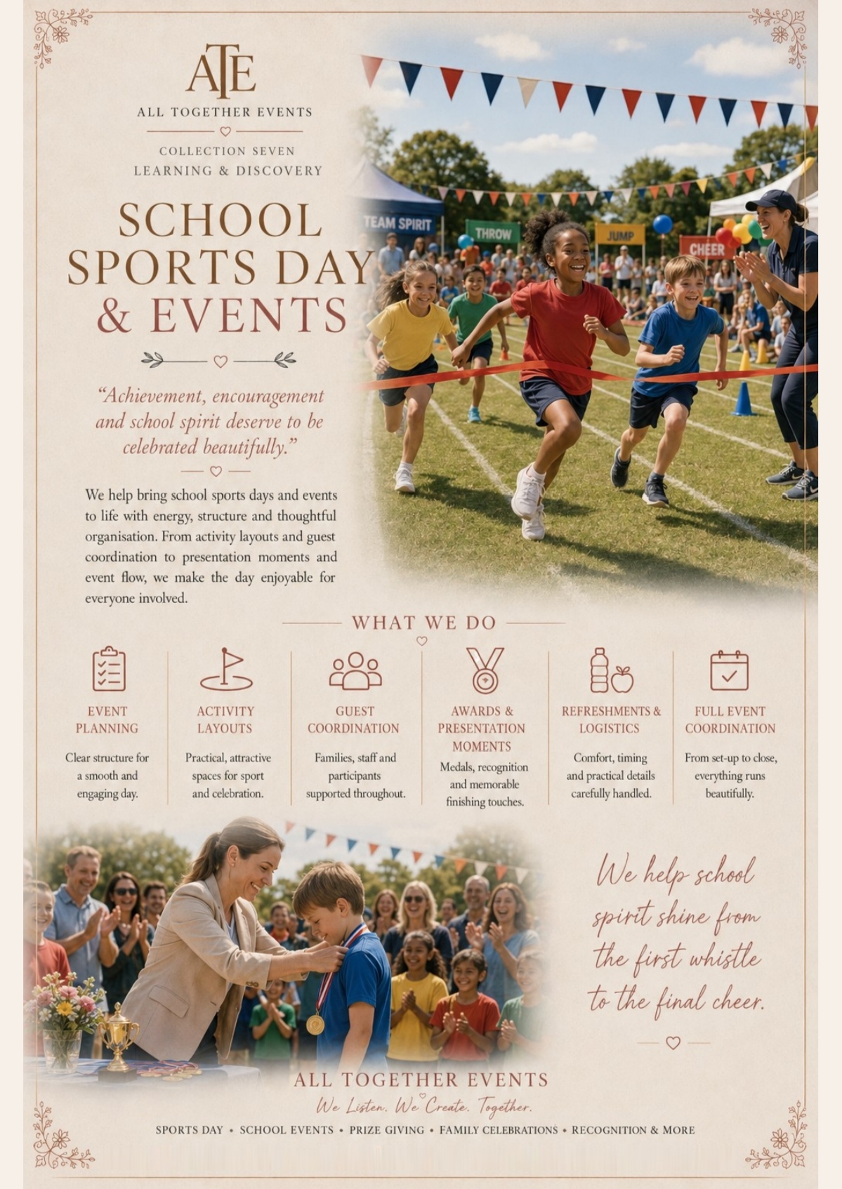 School Sports Day & Events — All Together Events flyer