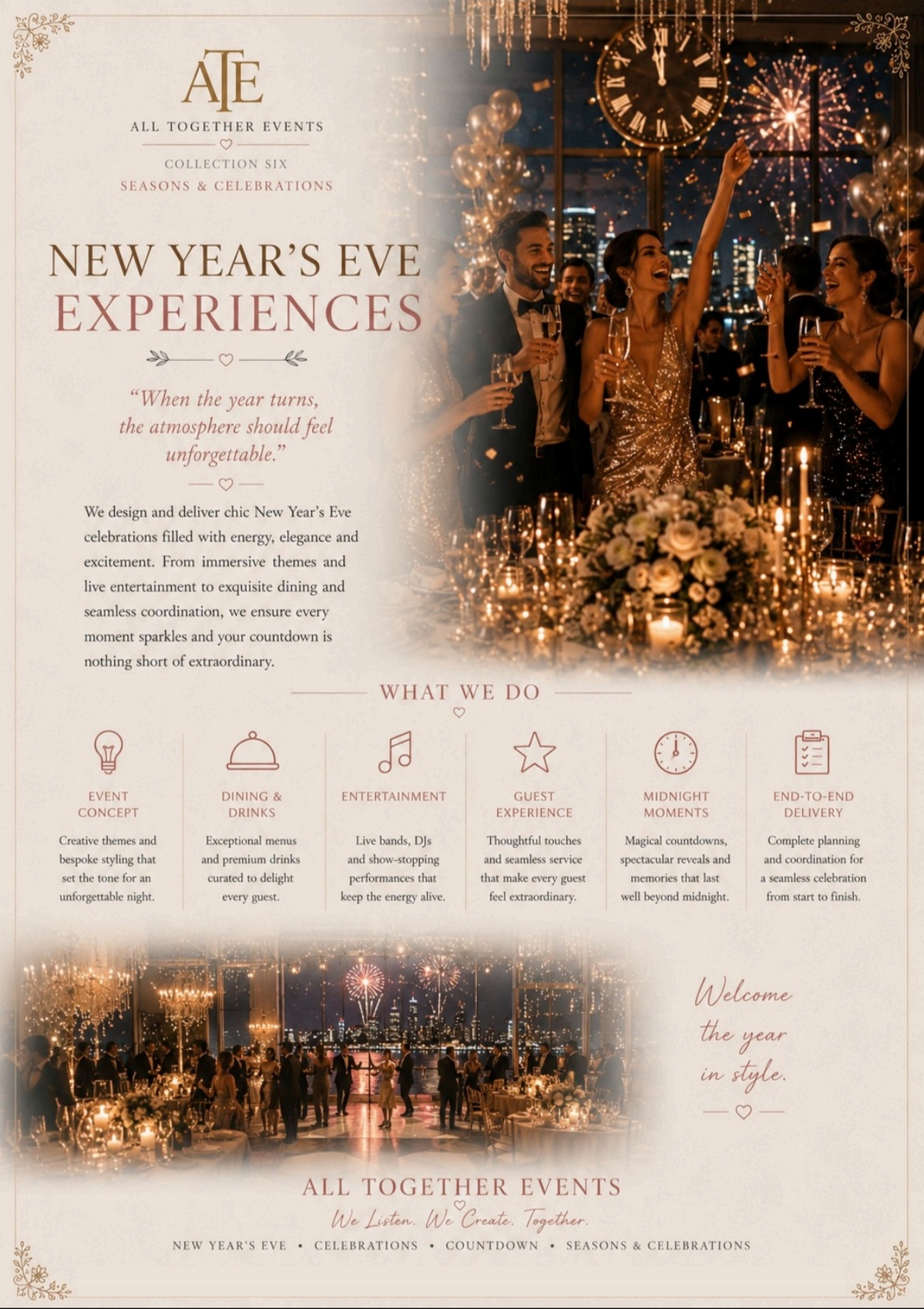 New Year’s Eve Experiences — All Together Events flyer