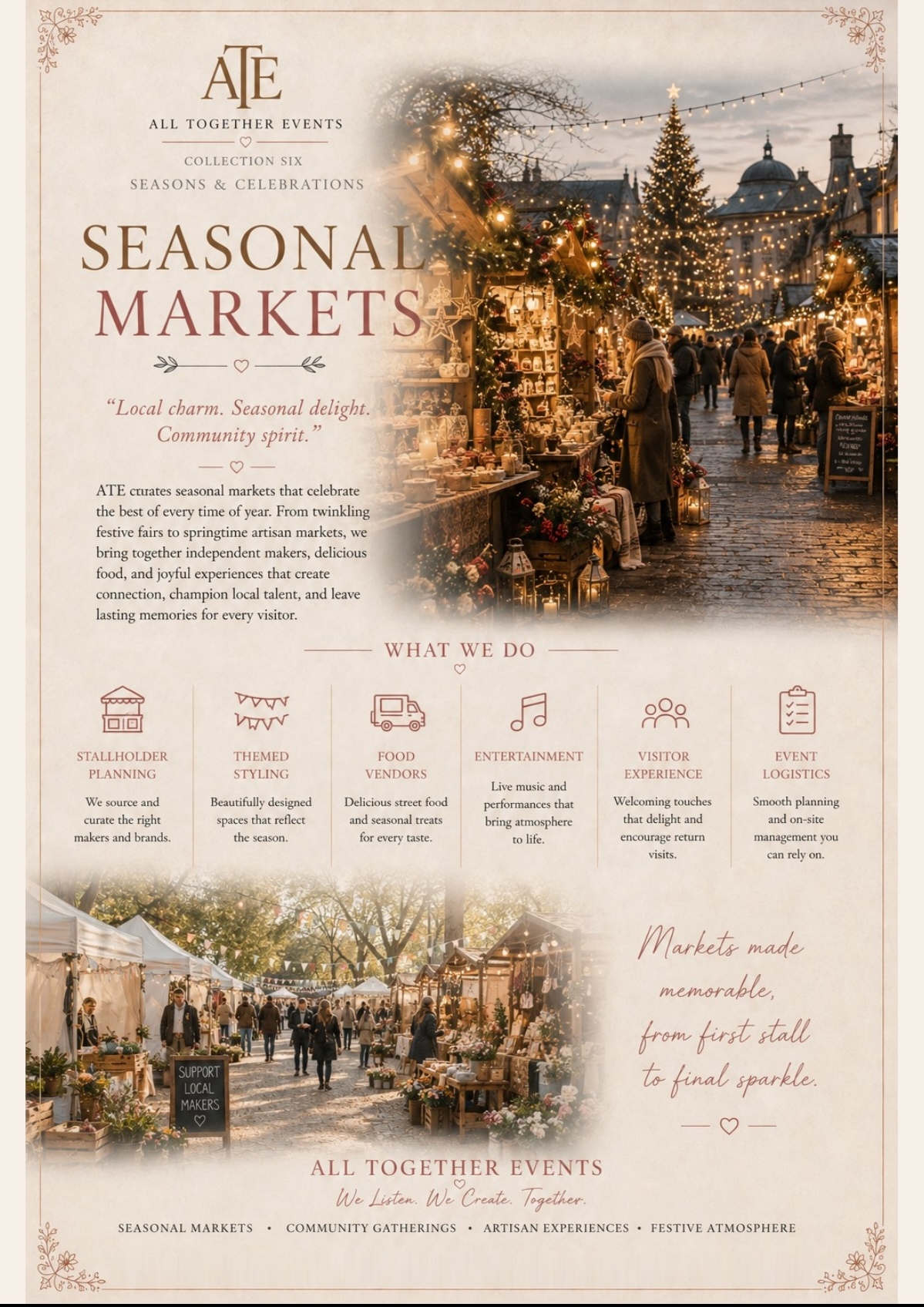 Seasonal Markets — All Together Events flyer