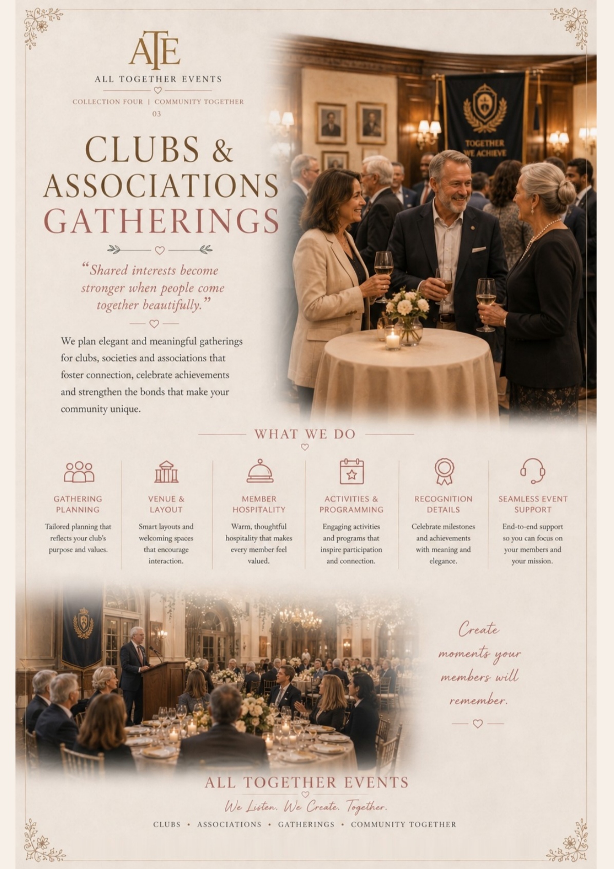 Clubs & Associations Gatherings — All Together Events flyer