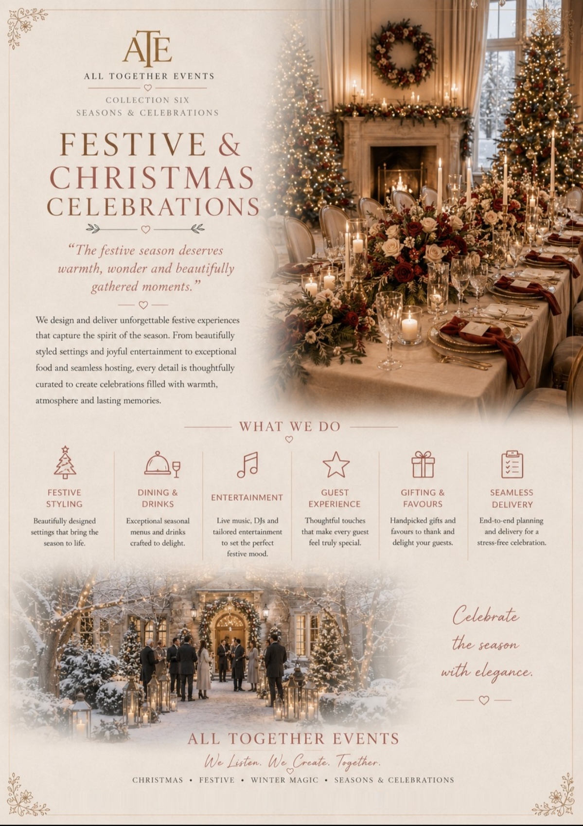 Festive & Christmas Celebrations — All Together Events flyer