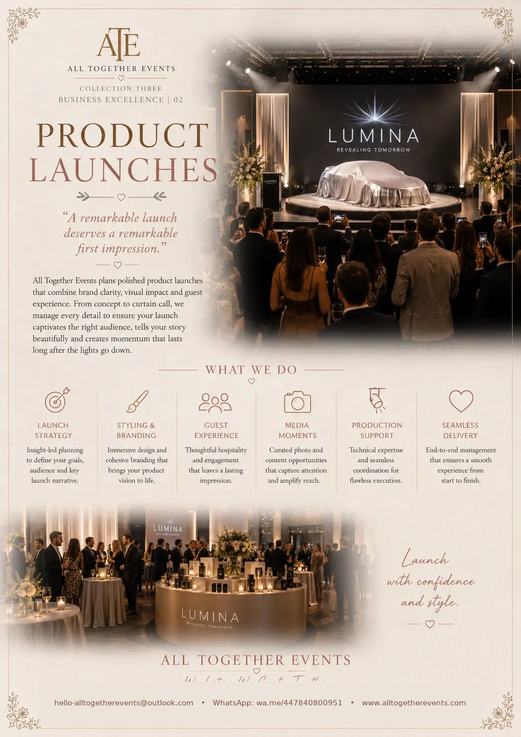 Product Launches — All Together Events flyer