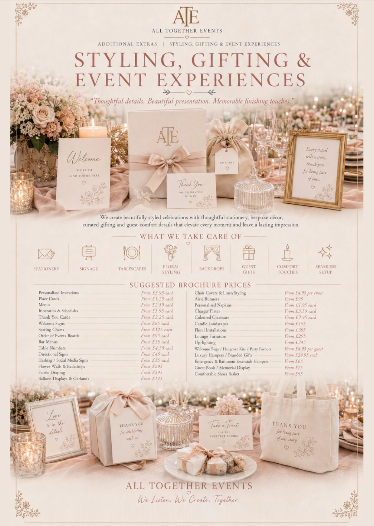 Styling, Gifting & Event Experiences — All Together Events additional extras