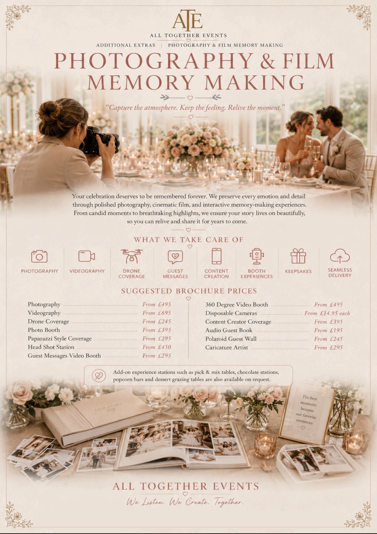 Photography & Film Memory Making — All Together Events additional extras