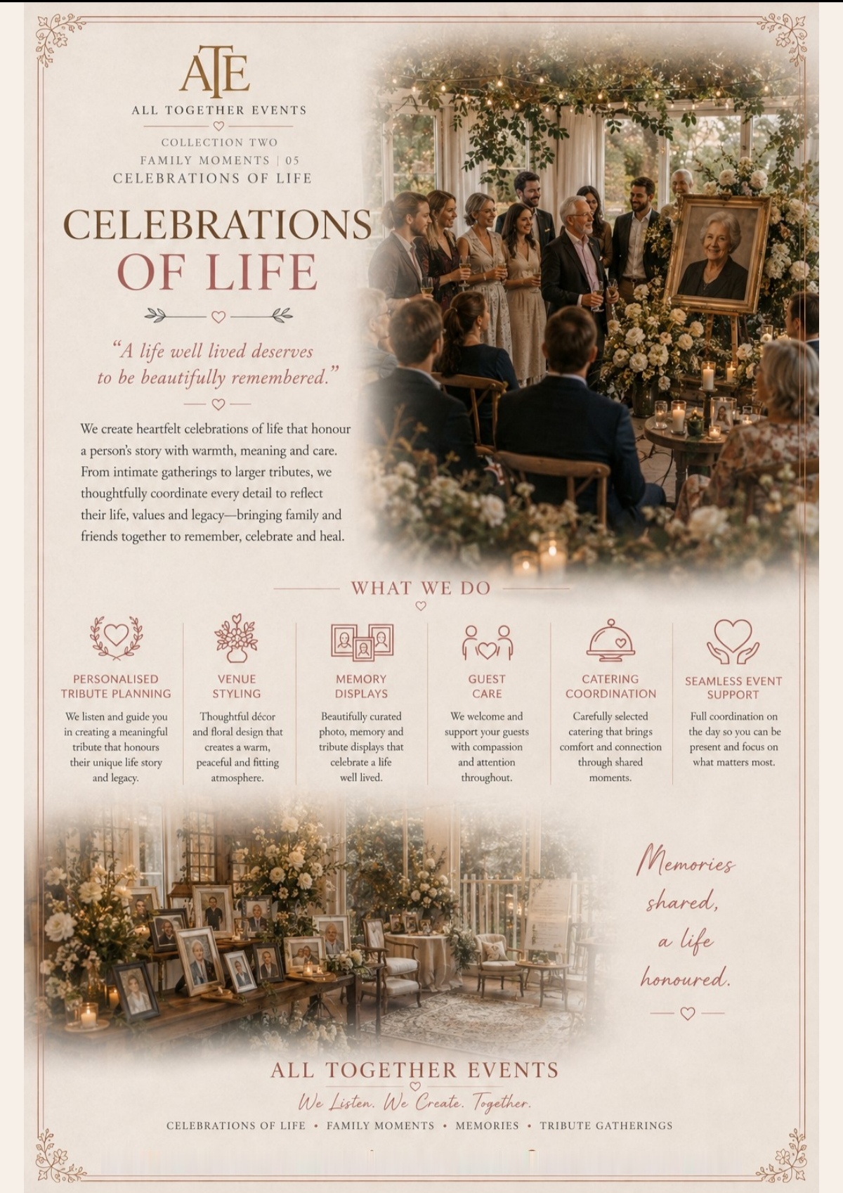 Celebrations of Life — All Together Events flyer