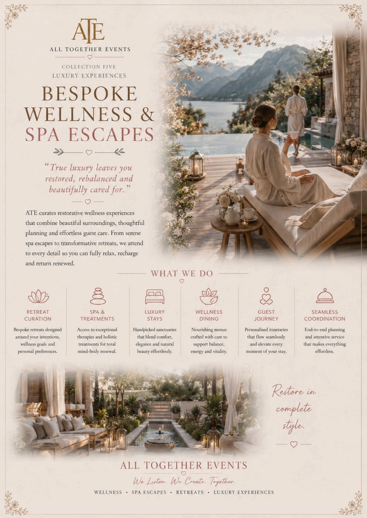 Bespoke Wellness & Spa Escapes — All Together Events flyer