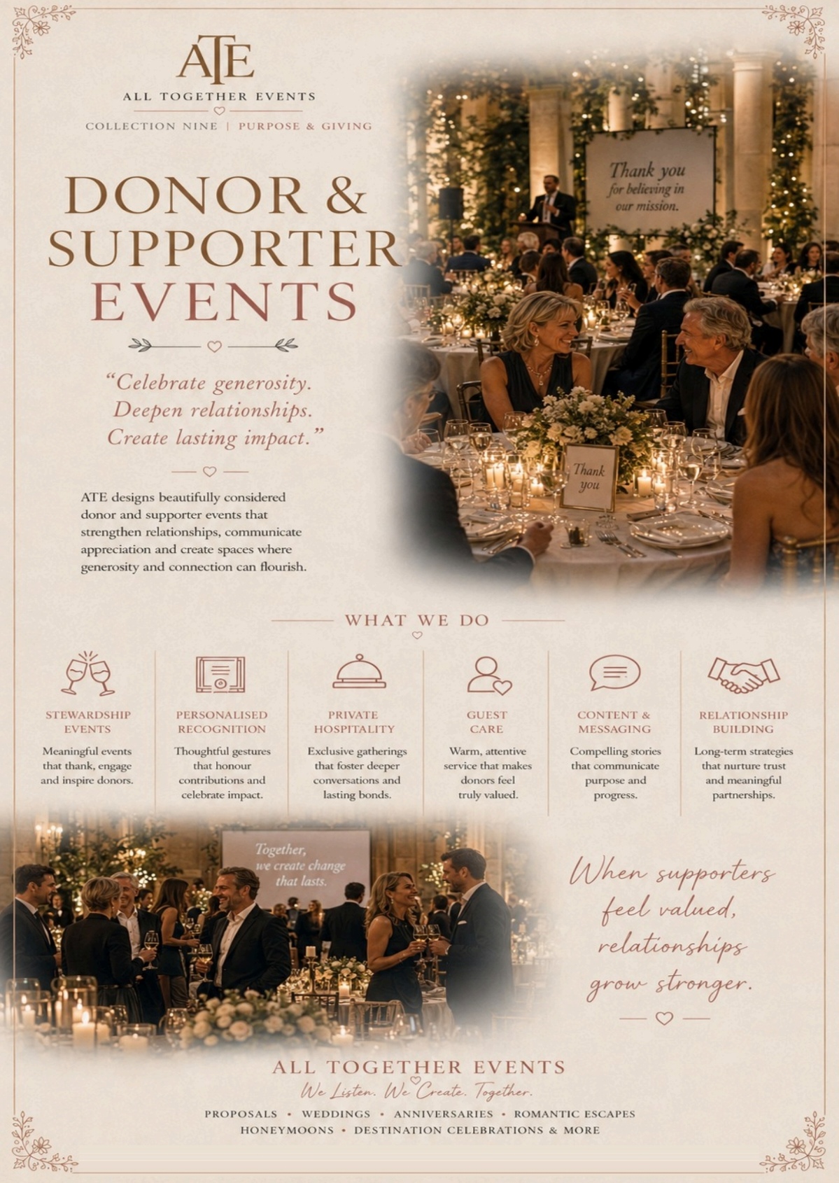 Donor, Patron & Sponsor Events — All Together Events flyer