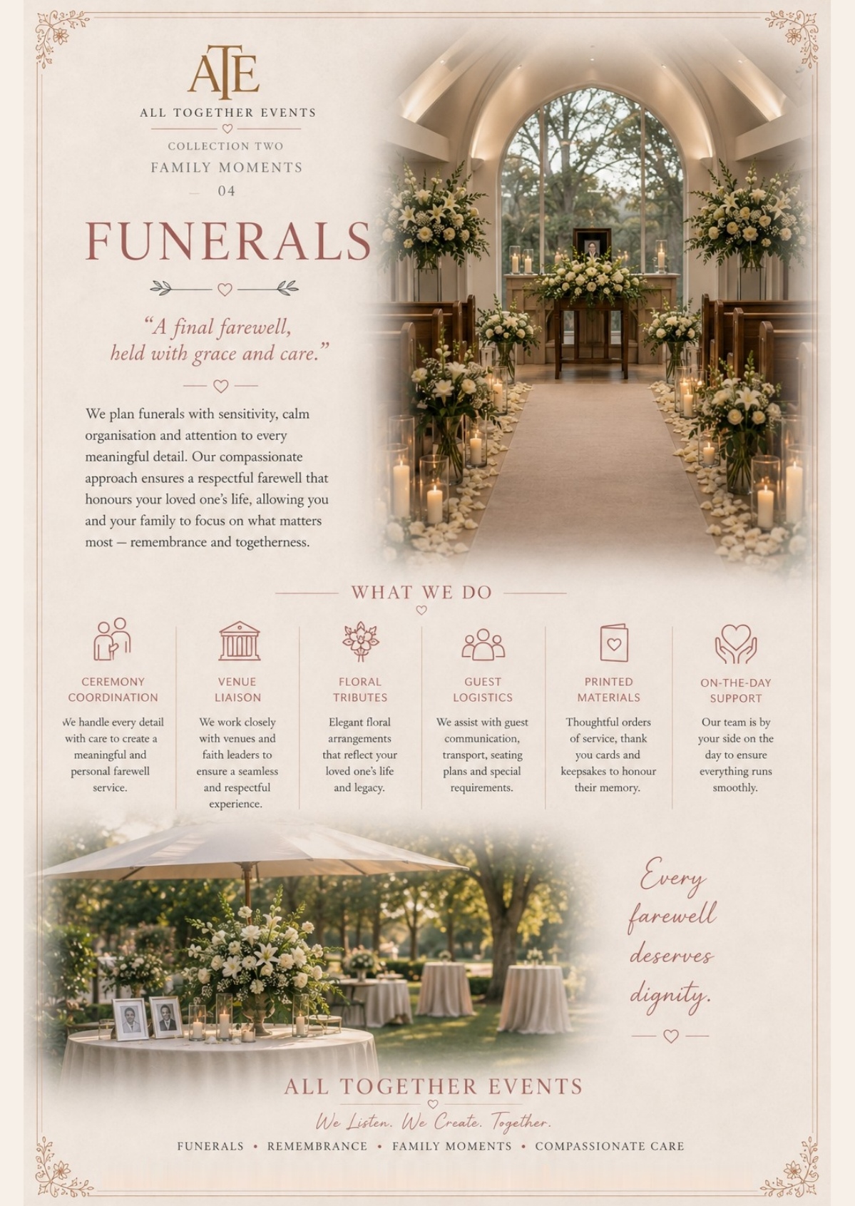 Funerals — All Together Events flyer