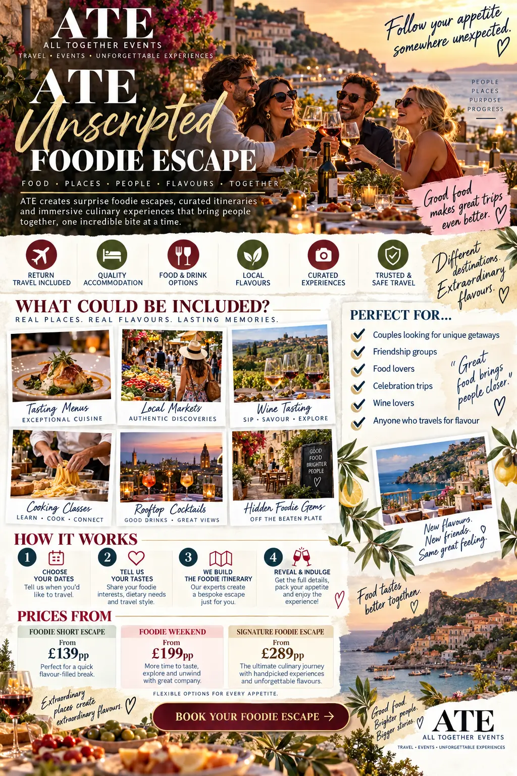 ATE Unscripted Foodie Escape — ATE Unscripted flyer