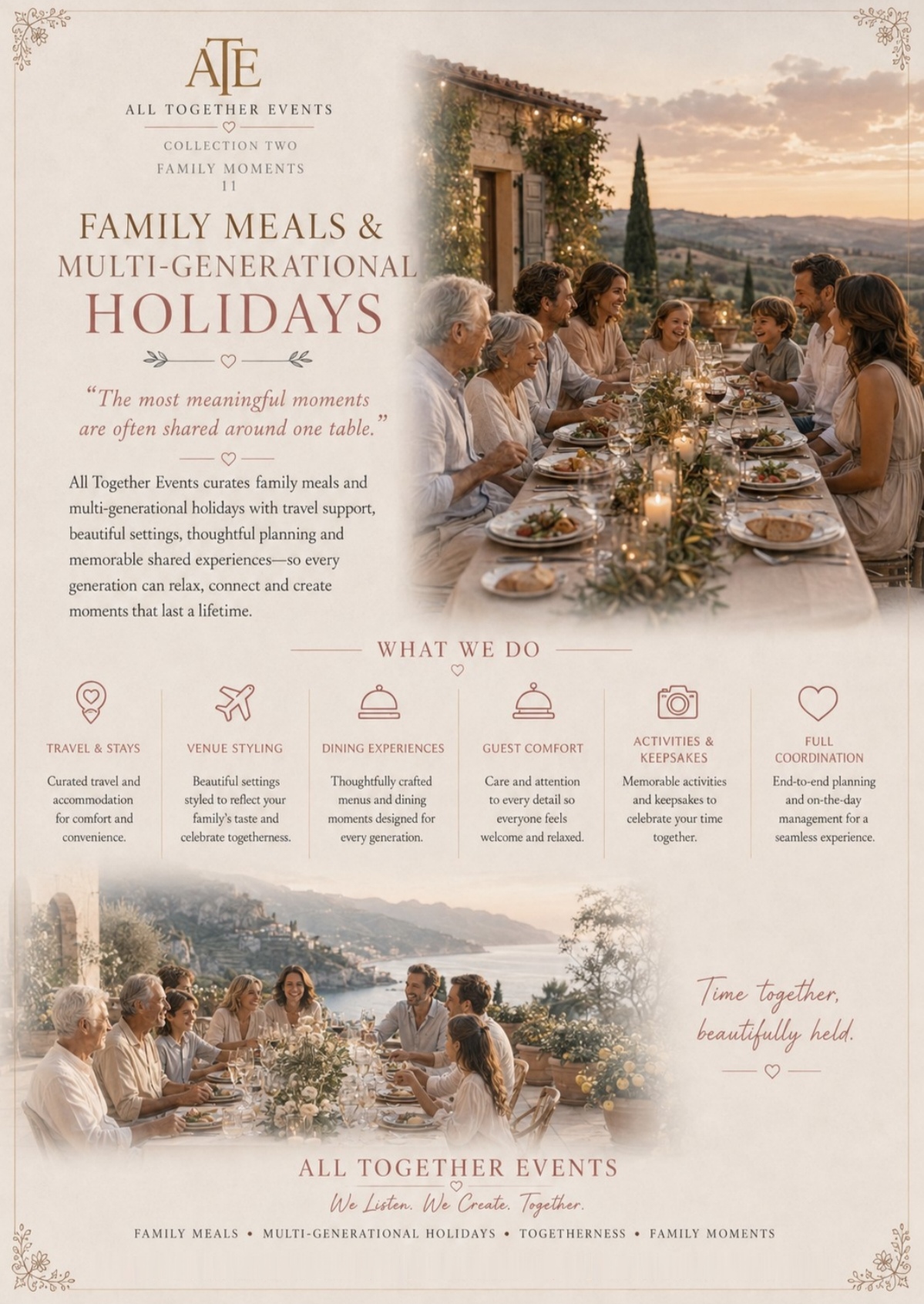 Family Meals & Multi-Generational Holidays — All Together Events flyer