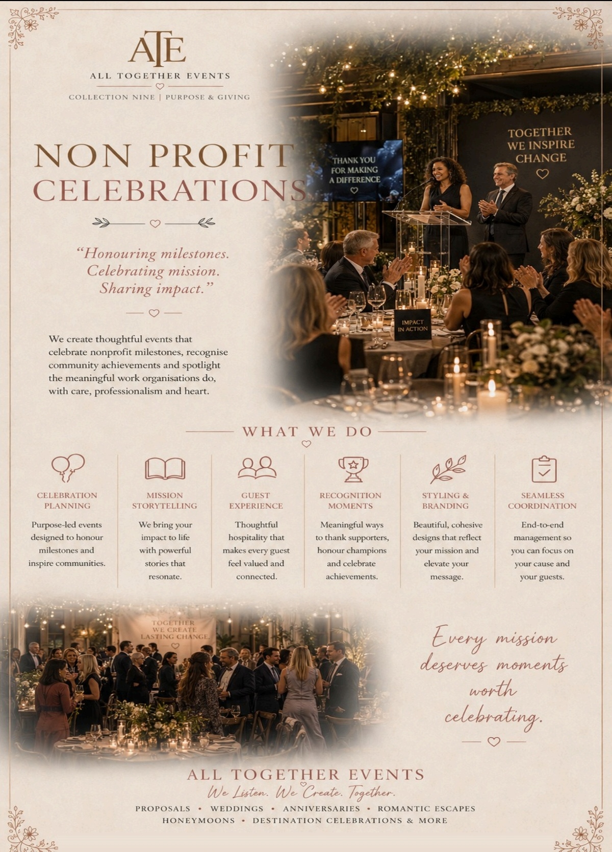 Non Profit Celebrations — All Together Events flyer