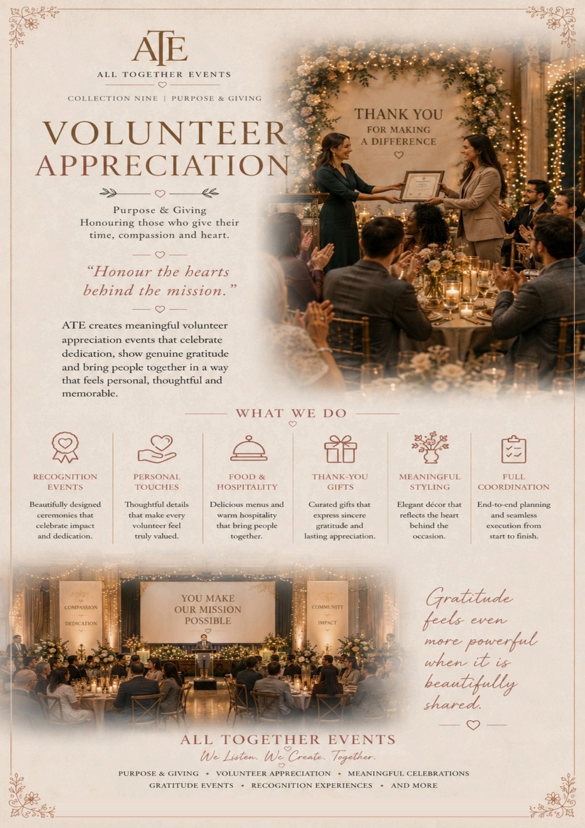 Volunteering & Recognition Events — All Together Events flyer