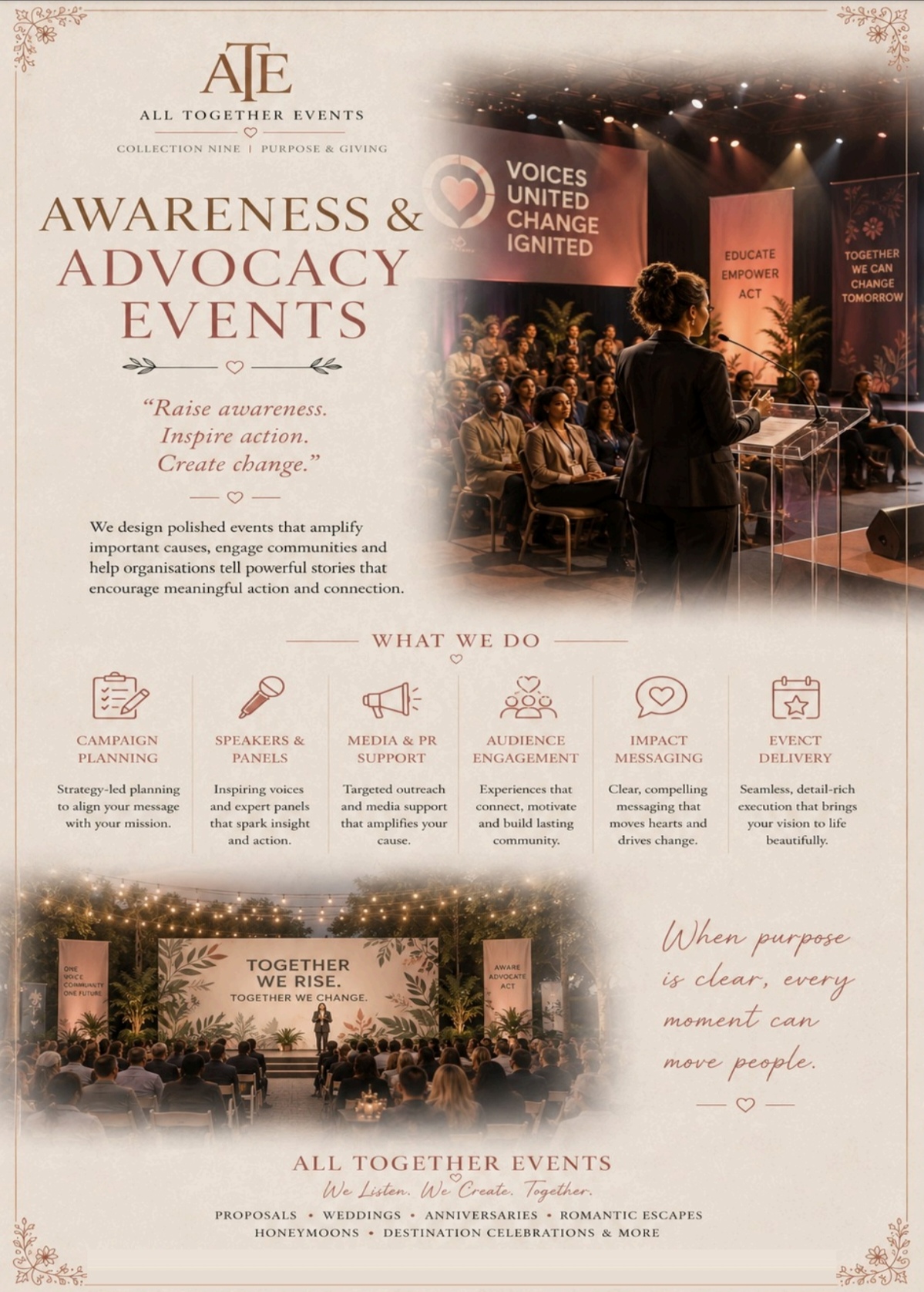 Awareness Campaigns & Events — All Together Events flyer