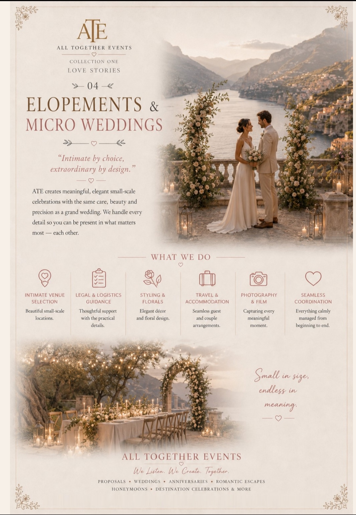Elopements & Micro Weddings — All Together Events flyer