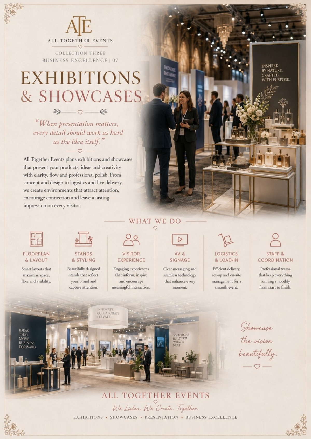 Exhibitions & Showcases — All Together Events flyer