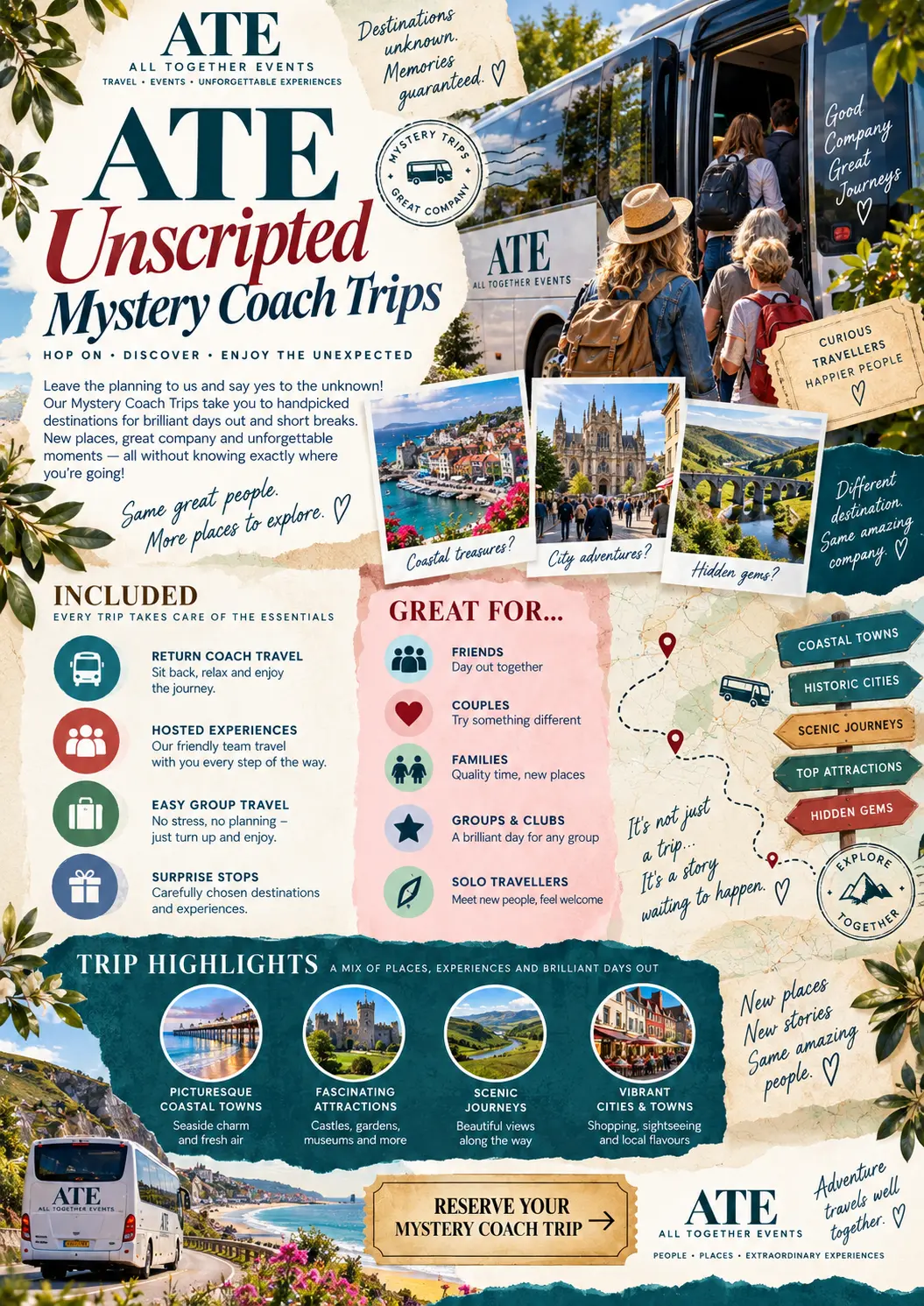 Mystery Coach Trips — ATE Unscripted flyer