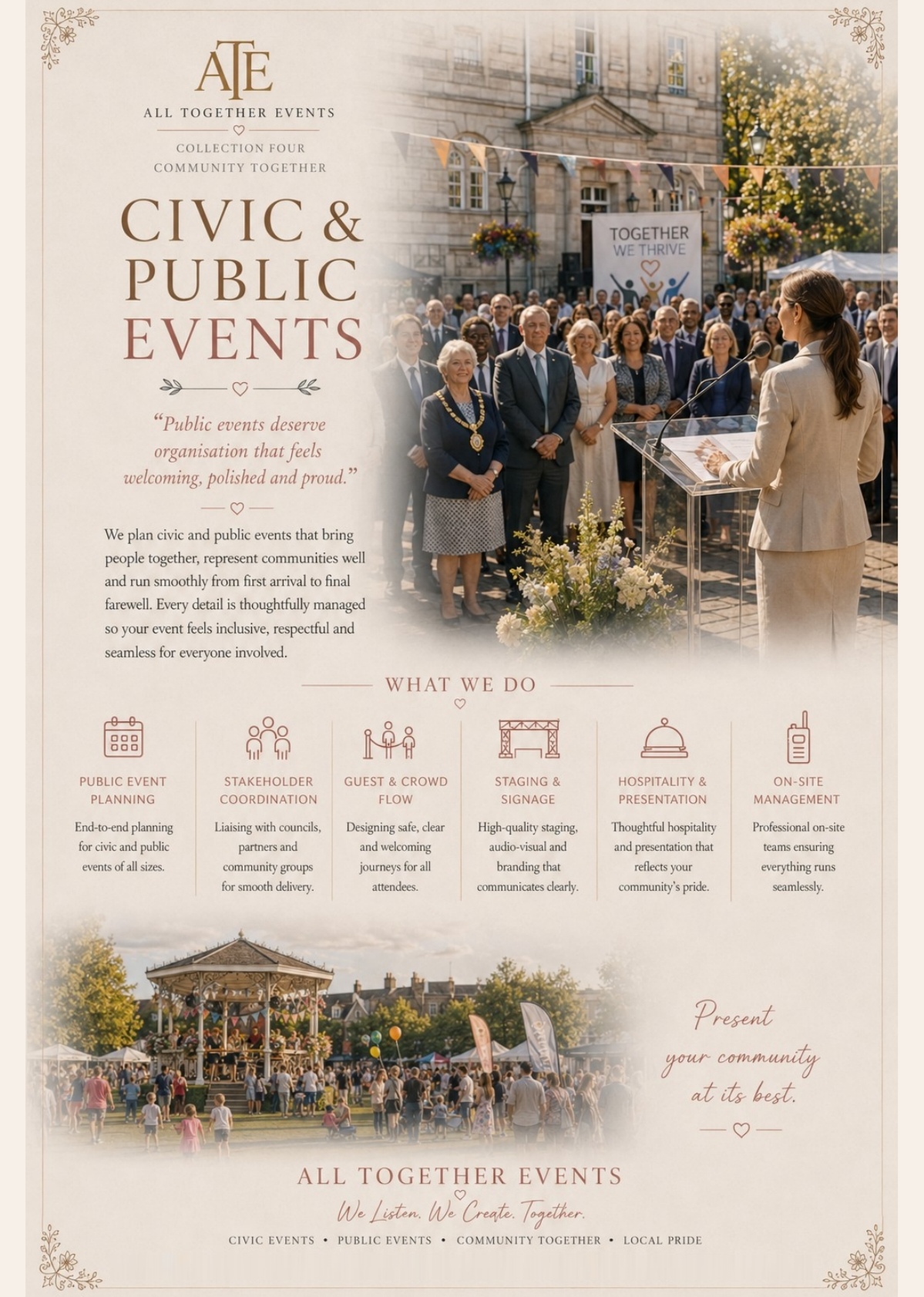 Civic & Public Events — All Together Events flyer