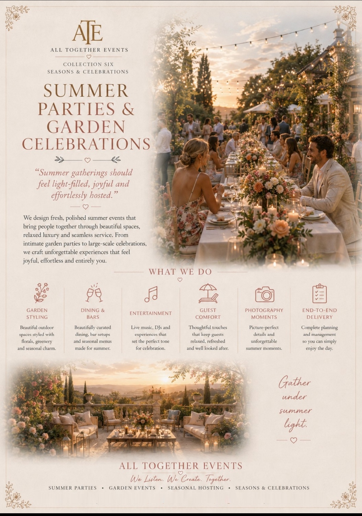 Summer Parties & Garden Celebrations — All Together Events flyer
