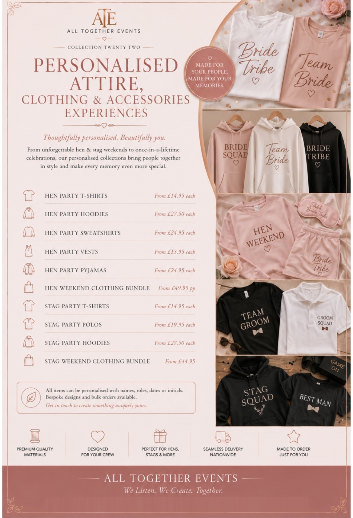 Personalised Hen & Stag Clothing — All Together Events additional extras